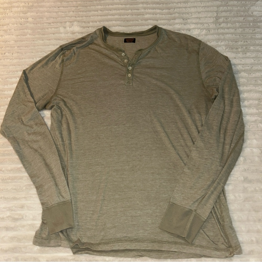 Civilianaire Shirt Men Medium‎ Green Long Sleeve Henley Made in USA  Knit